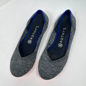 Rothy's The Flat Round Toe Slip On Shoes Women's 9.5 Heathered Gray Pink Sole